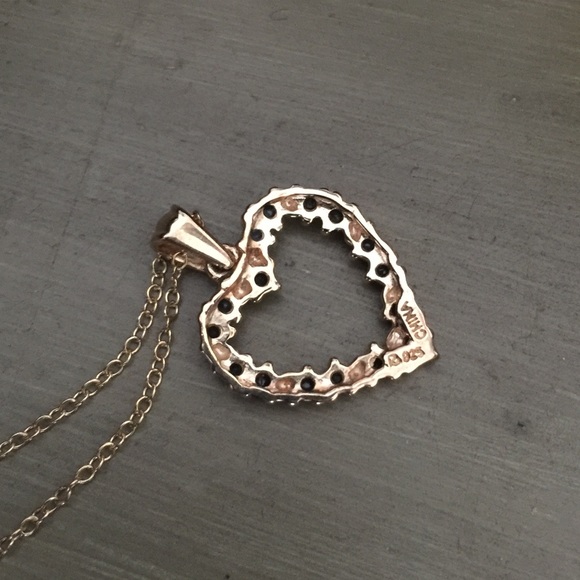 Two Sapphire Heart Pendants 18k Gold and Silver - Picture 3 of 5